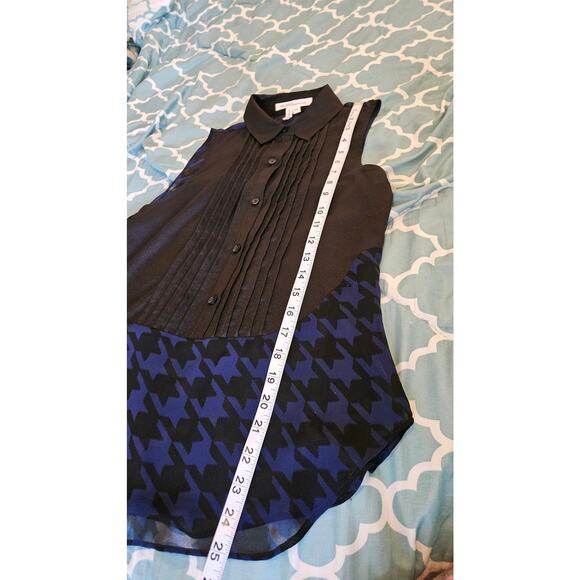BCBGeneration XXS Blue and Black Sheer Sleeveless Shirt - Picture 6 of 7